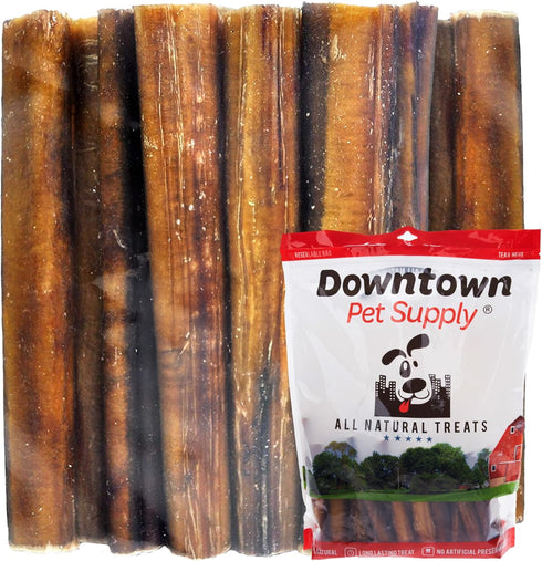 Downtown Pet Supply Jumbo Bully Sticks for Dogs (6", 10-pack) - Non-GMO, Grain Free, Long Lasting Pizzle Sticks
