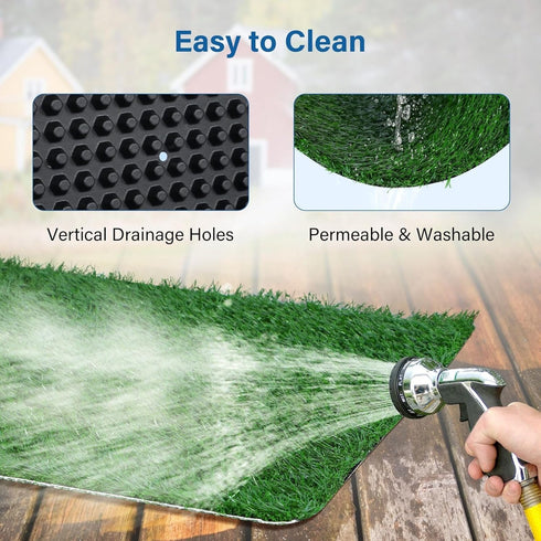 2 Dog Grass Puppy Training Pee Pad with Tray, Dog Potty with Replacement Artificial Grass Pads, Portable Pet Toilet