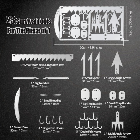 Survival Card Multitool Camping Kit, 9PCS Portable Survival Tool with Fishing Line Gear, Credit Card Wallet with Felt