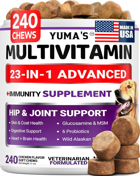 Dog Multivitamin Chewable with Glucosamine - 240 Treats - Dog Vitamins and