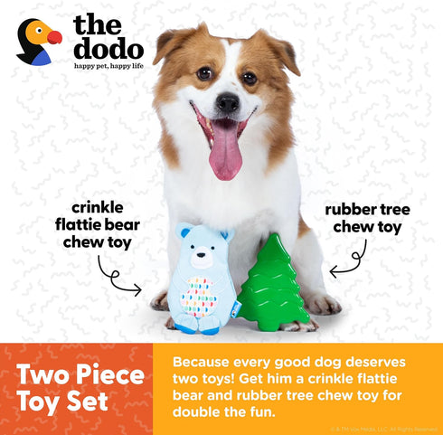 The Dodo Woodland Animals Stuffingless Dog Toy Set: 2pc Bear & Tree, Durable Toys for Dogs