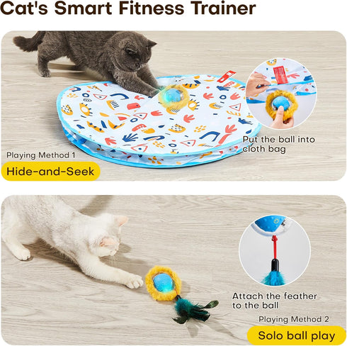 28 Inch Potaroma Interactive Cat Toys, Fast Moving Ball in Play Mat, Automatic Motion Activated Ball Hide and Seek