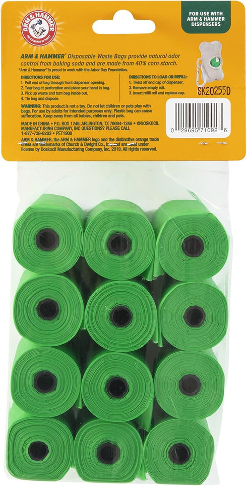 Hammer 180 9 14 Inches Arm & Durable Disposable Dog And Cat Waste Bags With Activated Baking Soda, Dog Poop Bags