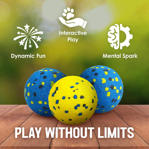 Synra 2.75", 3 Vila Rubber Balls, Super Bouncy Puppy Balls, Chew, Exercise and Activity Tool for Medium Dogs Miniature