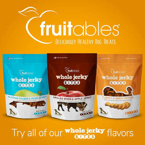Fruitables Whole Jerky Bites, Grilled Bison Dog Treats, Healthy Dog Treats, 5 Ounces