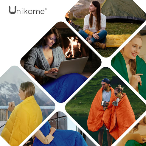 UNIKOME Lightweight Outdoor Packable Camping Blanket, Waterproof, Warm, 75"×52", Yellow