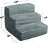 PETMAKER 3-Step Pet Stairs, Gray, High-Density Foam, Microfiber, Supports Up to 25lbs