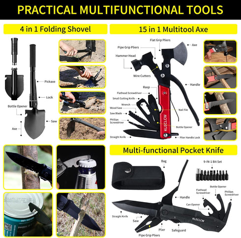 Survival Kit and First Aid Kit, 160 Pcs Emergency Supplies, Camping Accessories with Upgraded Molle Bag