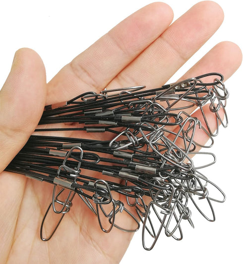 Fishing Wire Leaders for Saltwater, 30pcs Stainless Steel Line Leaders, 19" Nylon-Coated 100 LB Wire Rig