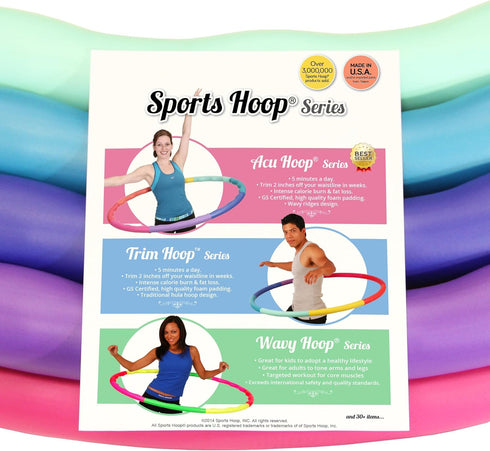 Weighted Hula Hoop, ACU Hoop 4M - 4 lb Medium, Rainbow Colors for Weight Loss Fitness Workout