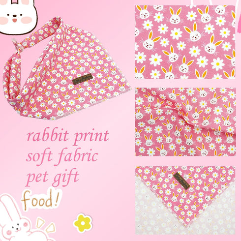 Bandana-1PC Dog Rabbit Print Dog Bandanas Easter Bandanas Holiday Bandanas Spring Bandanas Bibs Scarf Square Pink Soft