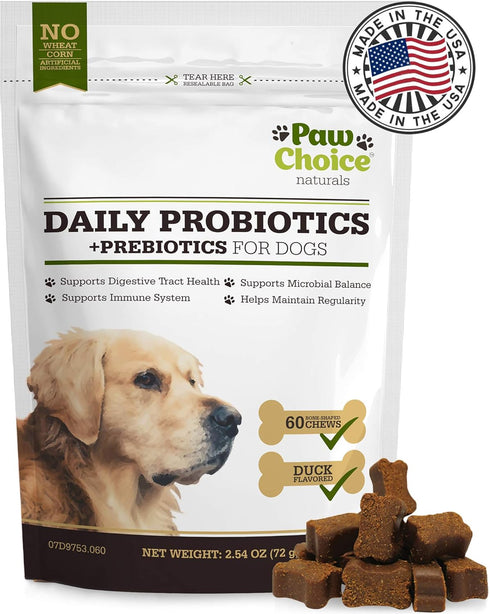 Paw Choice Probiotics for Dogs - Daily Chews for Gut Health, Digestion, and Immune Support
