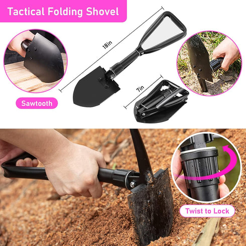 Pink Survival Kits with First Aid Kit, Hiking Camping Gear for Women, Professional Bug Out Bag Set