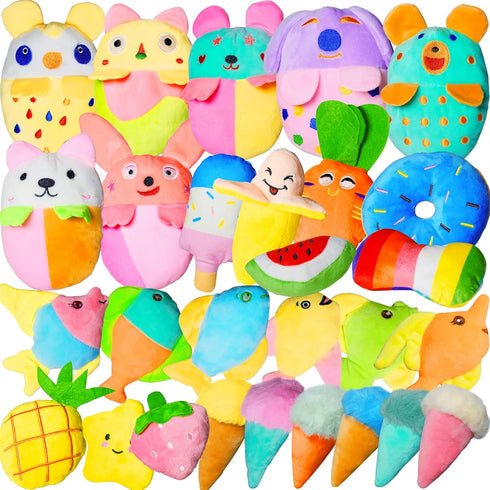 28Pcs Squeaky Dog Toys Bulk Set - Cute Small Dog Toys Plush