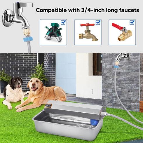 Homsky 6L Automatic Water Dispenser for Dog, Dog Water Bowl Dispenser, Large Stainless Steel Indoor/Outdoor Water