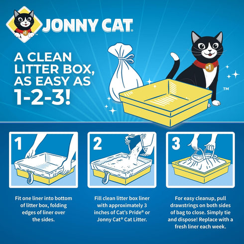 Jonny Cat Litter Box Liners, Fresh Scent Heavy Duty Tear & Leak Resistant, Jumbo 7 Count with Drawstring Close