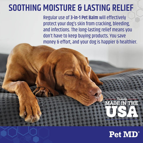 Pet MD Dog Paw Balm, 3-in-1 Moisturizer for Paw, Nose/Snout & Elbow, 2 oz Paw Wax with Shea Butter