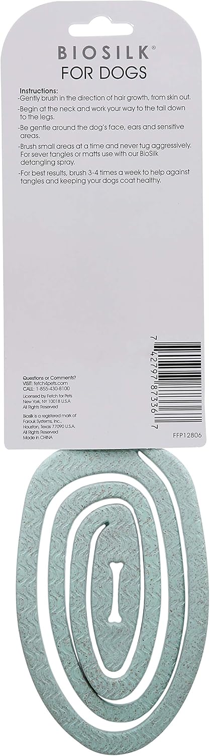 BioSilk for Pets Eco-Friendly Detangling Pin Brush for Dogs, Mint Green, Easy to Hold Ergonomic Handle