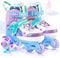 NEMONE Mermaid 4 Size Adjustable Light up Roller Skates for Girls, Purple