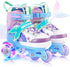 NEMONE Mermaid 4 Size Adjustable Light up Roller Skates for Girls, Purple