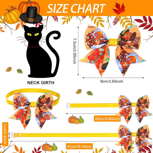 Maitys 40 Pcs Thanksgiving Dog Bow Ties Autumn Turkey Pumpkin Small Cat Pet Ties Adjustable Dog Bowties Basic Dog Collars Thanksgiving Puppy Dog Ties Collar for Pet Grooming Accessories