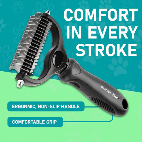 Maxpower Planet Hair Brush - Double Sided Dematting Undercoat Rake for Dogs and Cats, Extra Wide Grooming Brush, Reduce