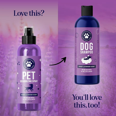 Lavender Oil Dog Deodorizing Spray, Lightly Scented Dog Spray for Smelly Dogs and Puppies with Lavender Essential Oil
