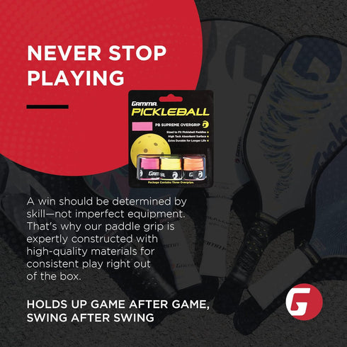 GAMMA Pickleball Supreme Overgrip, Easy to Apply Grip Tape for Pickle Ball Paddles, Multiple Color OG