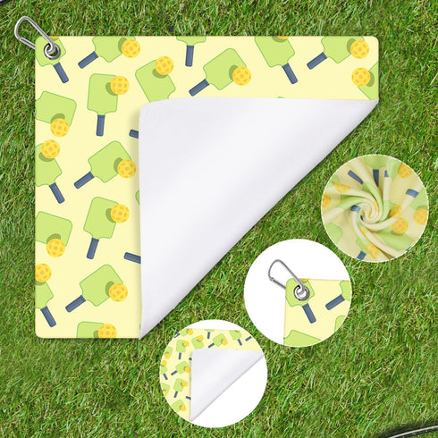 Pickleball Towel & Carabiner Clip, 15x17in Microfibre Towel for Sports, Funny Gifts for Pickleball Lovers
