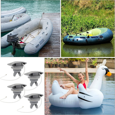 SEWACC 4pcs Air Valve - Inflatable Boat Spiral Air Plugs Replacement Kayak Screw Valve Cover for Rubber Dinghy