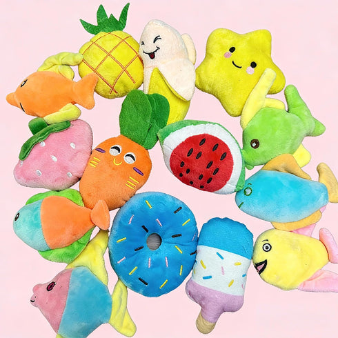 28Pcs Set Squeaky Dog Toys Bulk - Cute Small Dog Toys Plush Puppy Chew Toys for Small/Medium Dogs, Interactive Pet Toys