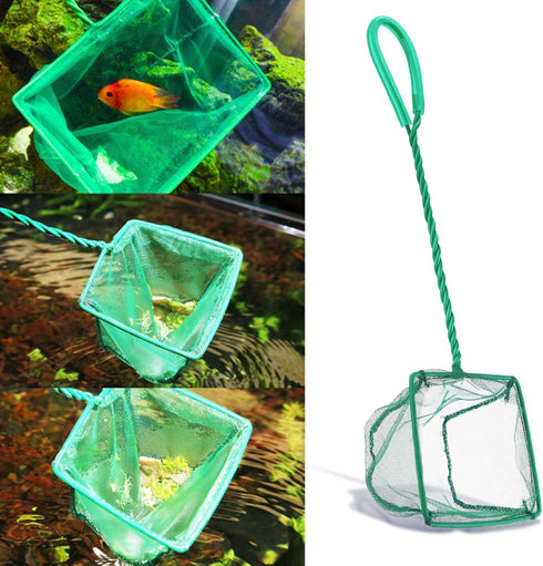 2 Pack Aquarium Fish Nets - DSSPORT 4 Inch Small Mesh Catch Nets with Plastic Handle, Pine Green