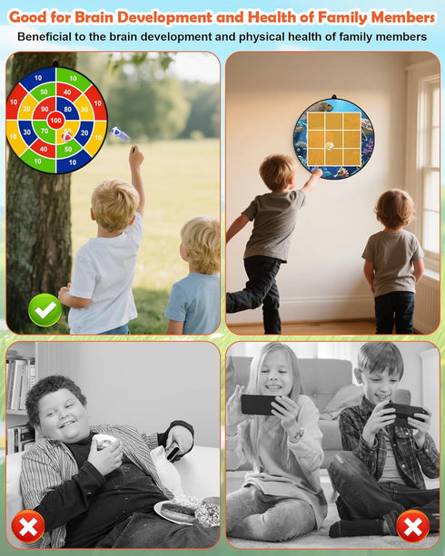 26" 20 4 5 6 7 8 9 10 11 12 Kids Dart Board Large with Sticky Balls, Foldable Double-Sided Indoor Outdoor Sport Party