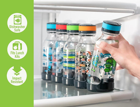 Reduce WaterWeek 20oz Reusable Water Bottle Set of 5 - BPA-Free, Leak Proof Cap, Plus Fridge Tray
