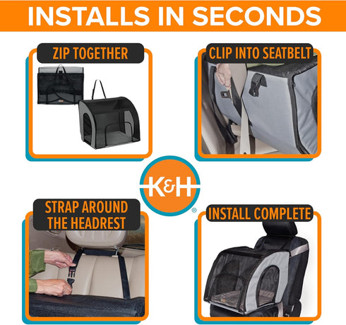 17 16 15in K&H Pet Products Enclosed Dog Cat Car Seat, Travel Safety Carrier for Pets, Dog Travel Car Seat, Soft-Sided