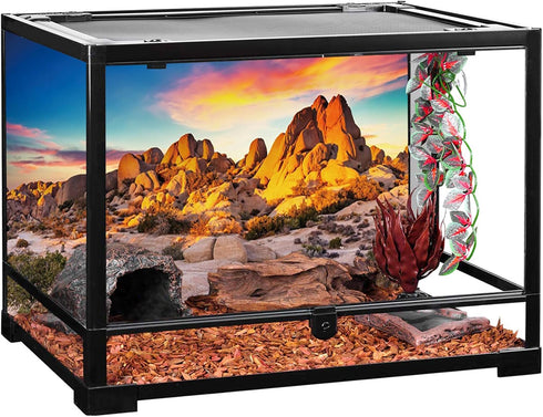 YongFoto Reptile Terrarium Background 30x18 inch, Desert Rocky Bush Thorns Western Wilderness Habitat Background