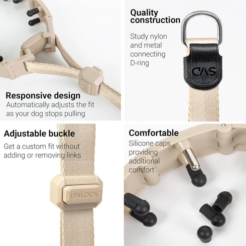 SVD.PET Dog Prong Collar for No-Pull Training, Quick-Release Buckle Adjustable Pinch Collar for Medium Dogs (Tan, Medium size)