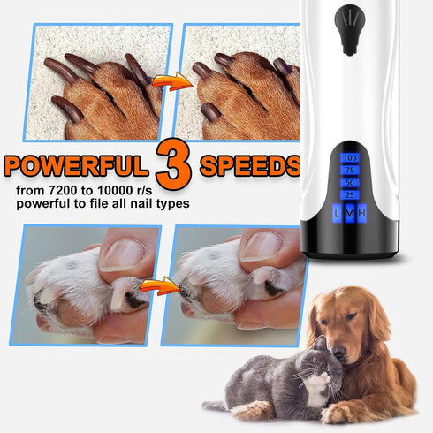 Dog Nail Grinder, Electric Pet Nail Trimmers and Clippers Kit, Super Quiet, Rechargeable for Small Large Dogs & Cats