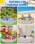 Portable Dog Pool - PVC Collapsible Swimming Pool for Pets, Hard Plastic Bathtub (S-32" x 8" Light Grey)