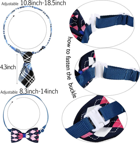 Frienda 20 Pieces Assorted Dog Ties, Small Pet Bow Ties with Adjustable Collar for Grooming Accessories
