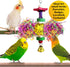 SunGrow Parakeet Toy - Brightly Colored Hanging Toy Made of Rattan, Wood, and Shredded Paper for Small Parrots