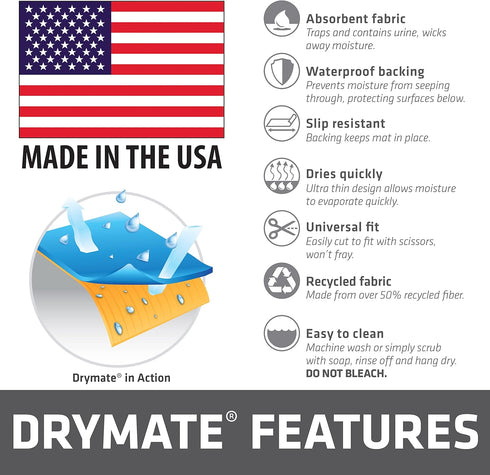 Drymate Dog Crate Mat Liner, Waterproof, Non-Slip, Washable Puppy Pee Pad for Kennel Training - 29"x50" (LGrey)