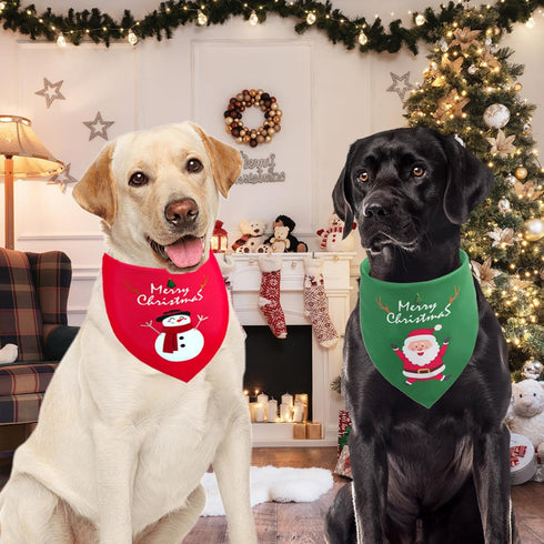 2PCS, Christmas Dog Bandanas XLarge for Dog, Triangle Reversible Holiday Bandana for Boy Girl, Bibs Accessories
