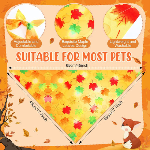 50 25 (25.6 17.7 17.7) Preboun Pcs Fall Thanksgiving Dog Bandana Bulk Pumpkin Maple Leaves Bandana for Dogs Triangle