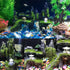 Tfwadmx Fish Tank Mountain View Decoration, Aquarium Stone Ornament Bridge with Moss Tree House
