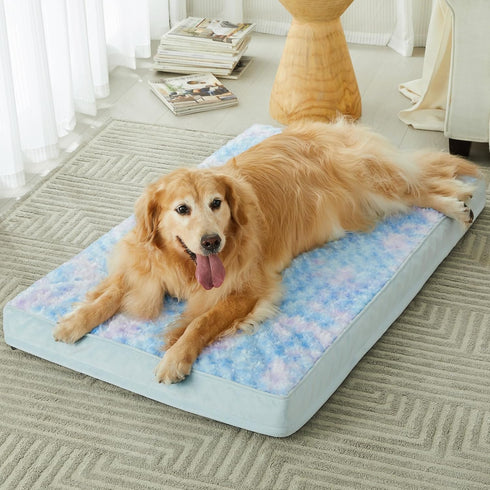 WNPETHOME Orthopedic Large Dog Bed, Egg Foam Crate Pet Bed with Soft Rose Plush Waterproof Cover (36*27*3in)