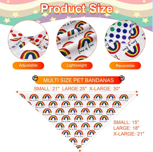 Agroon 2PCS, 4 Pride Dog Bandanas Small Pattern Colorful Scarf for Boy and Girl, Triangle Reversible Bibs Breed