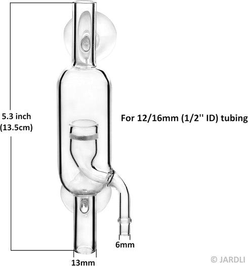 Glass Inline CO2 Atomizer Diffuser System for Aquarium Planted Tank, 13mm for 12/16mm Hose