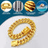 14mm Gold Cuban Link Dog Chain Collar with Snap Buckle, 18K Gold Plated Stainless Steel for Small Medium Large Dogs