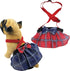 Pack of 2 Dog Skirt Female Diapers, 100% Cotton with Suspenders for Small and Large Pets, Plaid Tartan Blue Red